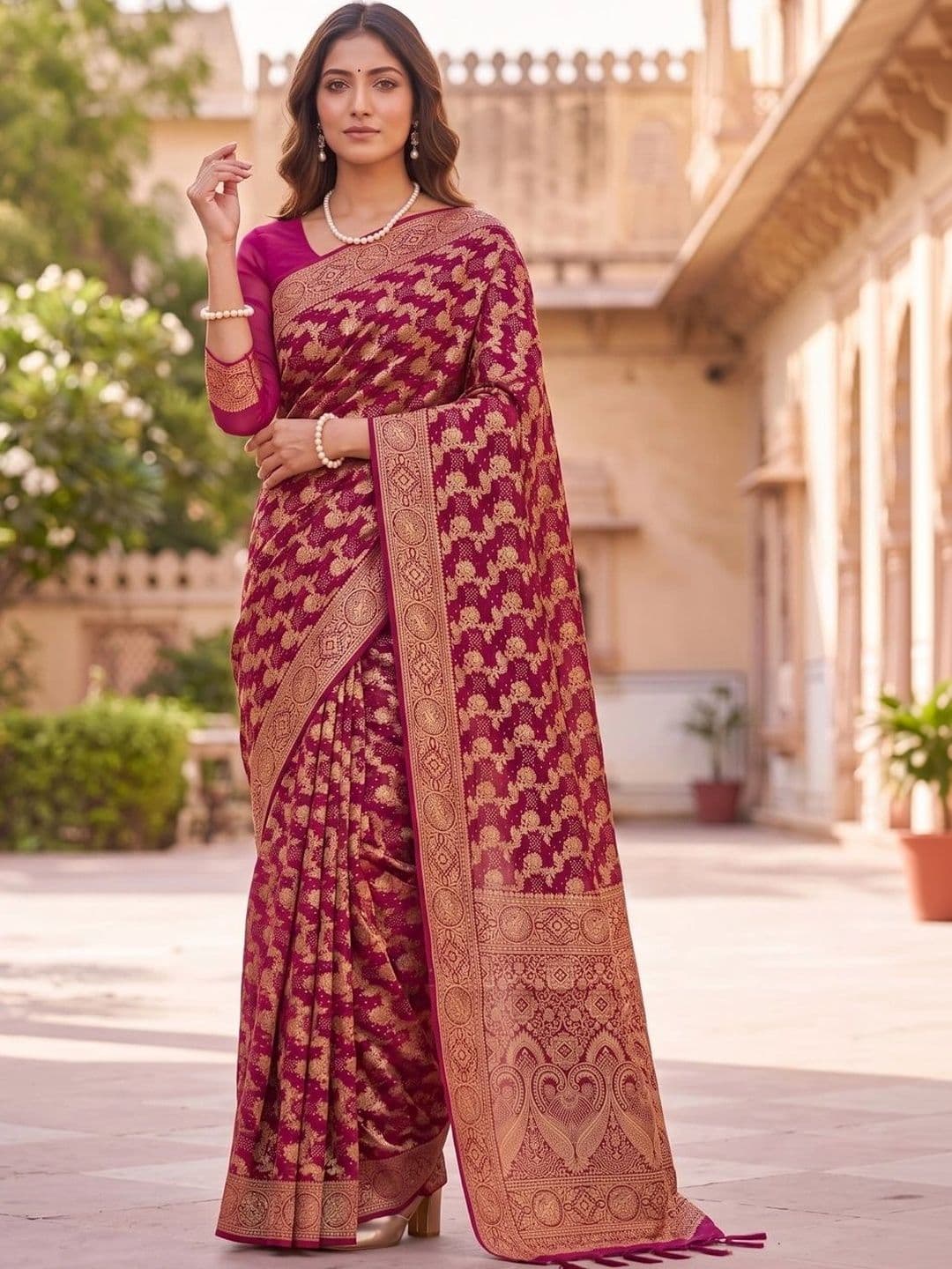 SOURAGYA Woven Design Zari Banarasi Saree - view 1