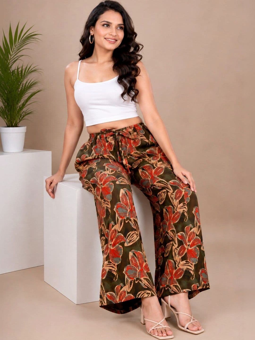 MOLIKONIC Women Floral Printed Chambray Ethnic Palazzos thumbnail 4