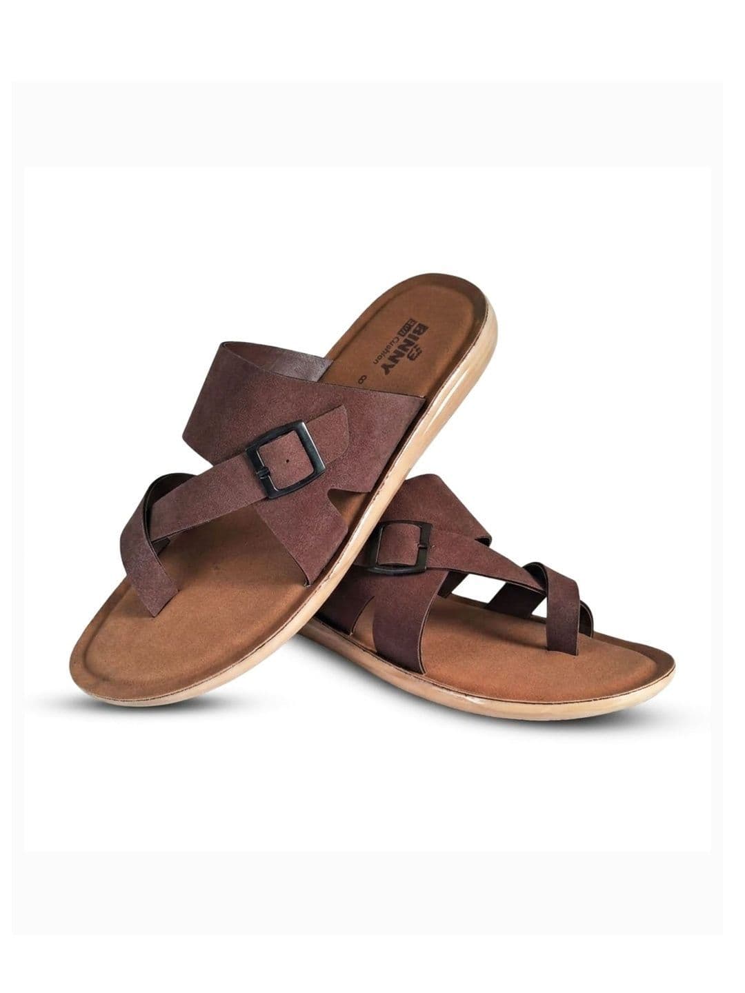 Binny Men Coffee Synthetic Comfort Toe-Ring Sandals With Buckle Strap thumbnail 7