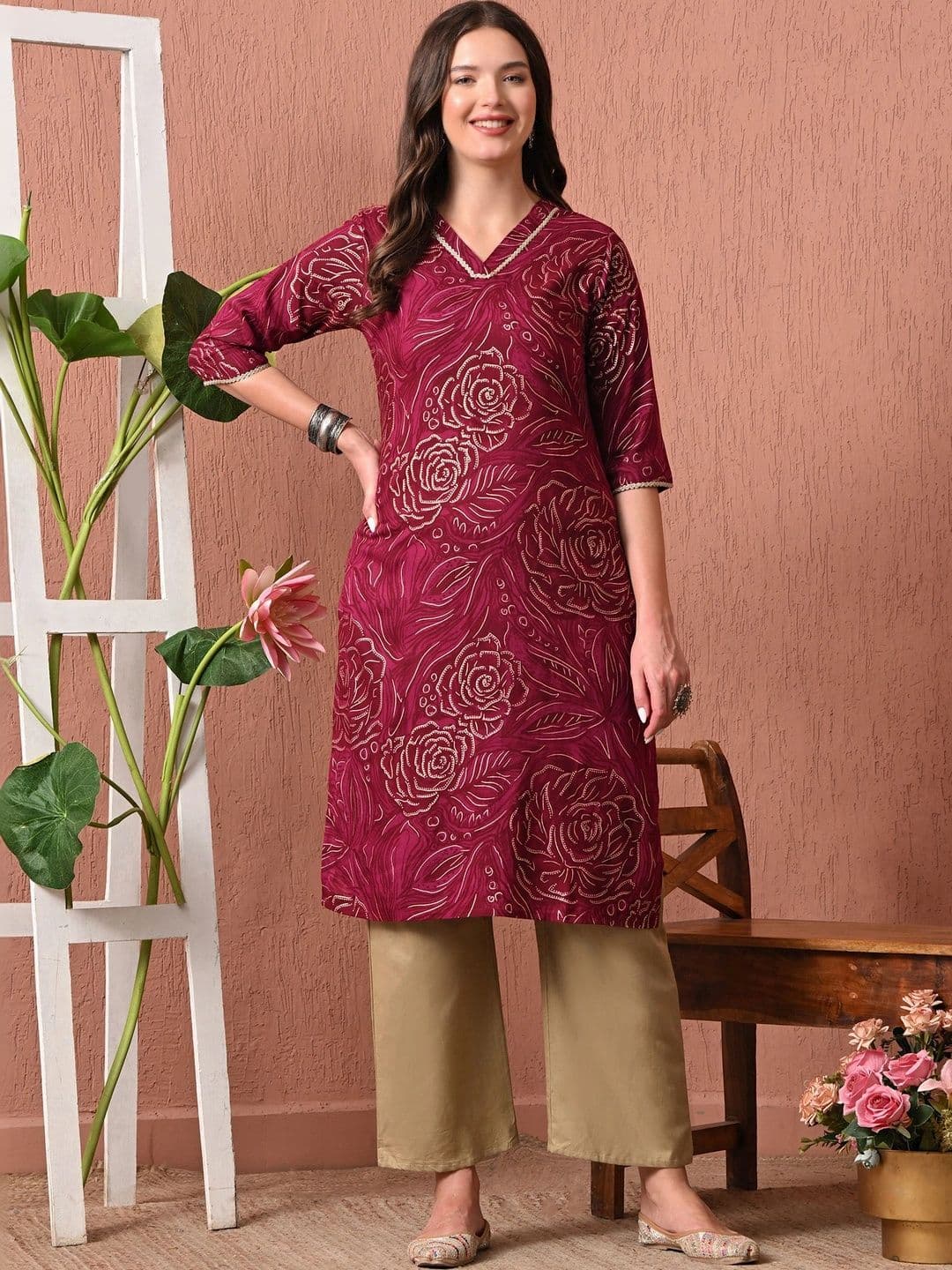 HERE&NOW Women Floral Printed Floral Kurta - view 1