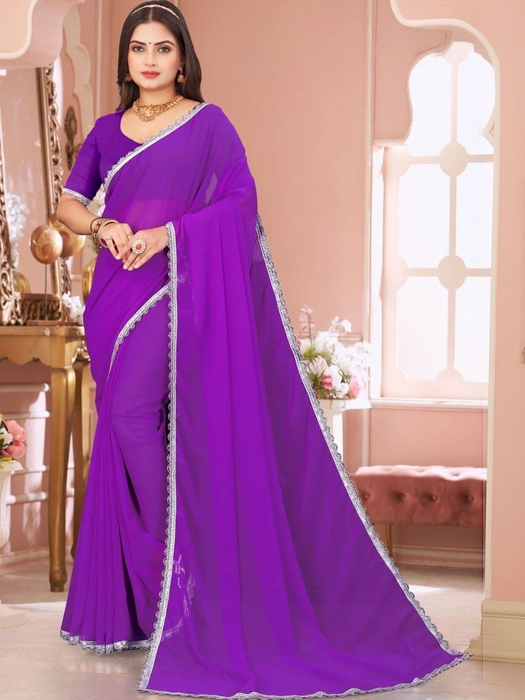 PRANU TRENDS Poly Chiffon Saree - view 1