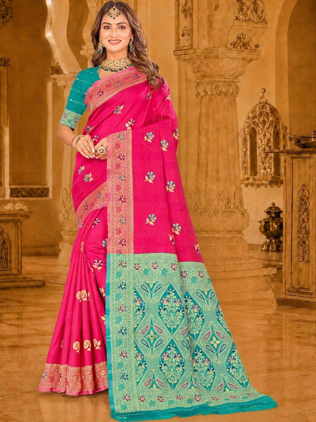 Dimaxi Vastra Woven Design Zari Silk Blend Kota Saree - view 1