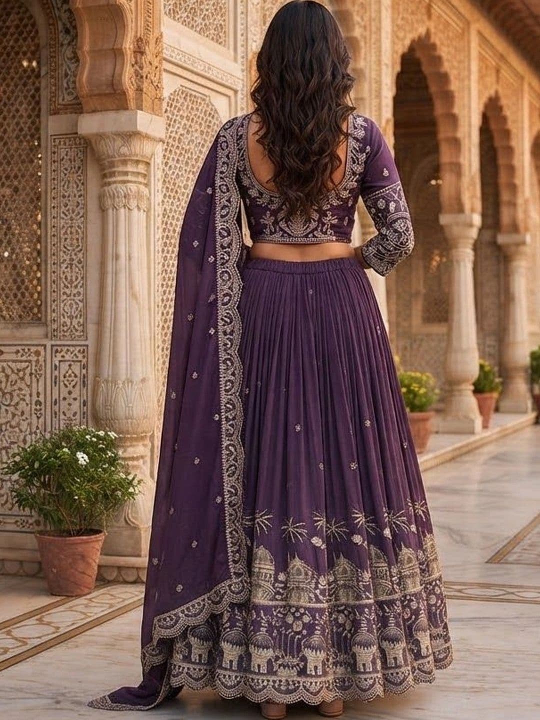 RUNAYA NX Embroidered Thread Work Ready to Wear Lehenga & Unstitched Blouse With Dupatta thumbnail 4