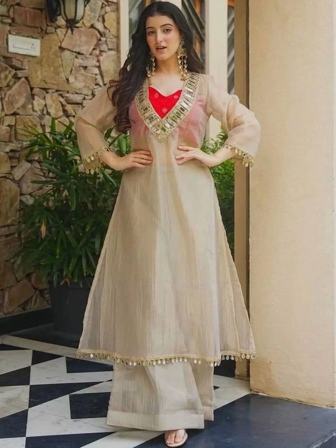 Moda Rapido Women Regular Mirror Work Kurta with Palazzos - view 1