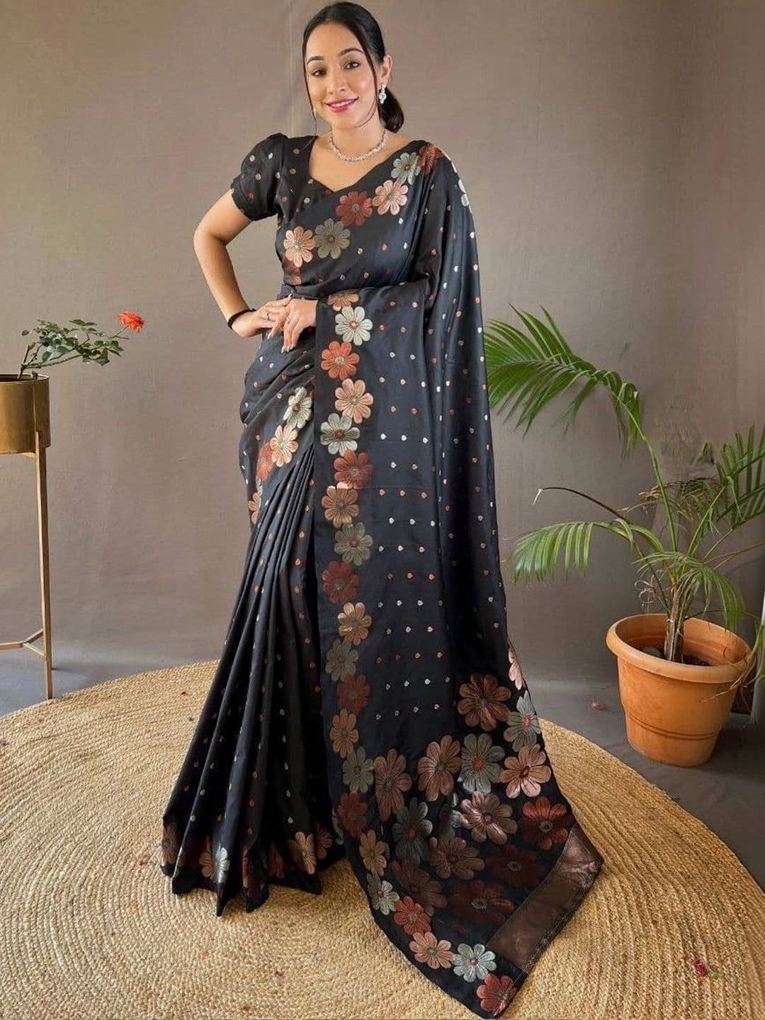 revika Floral Zari Art Silk Designer Kanjeevaram Saree - view 1