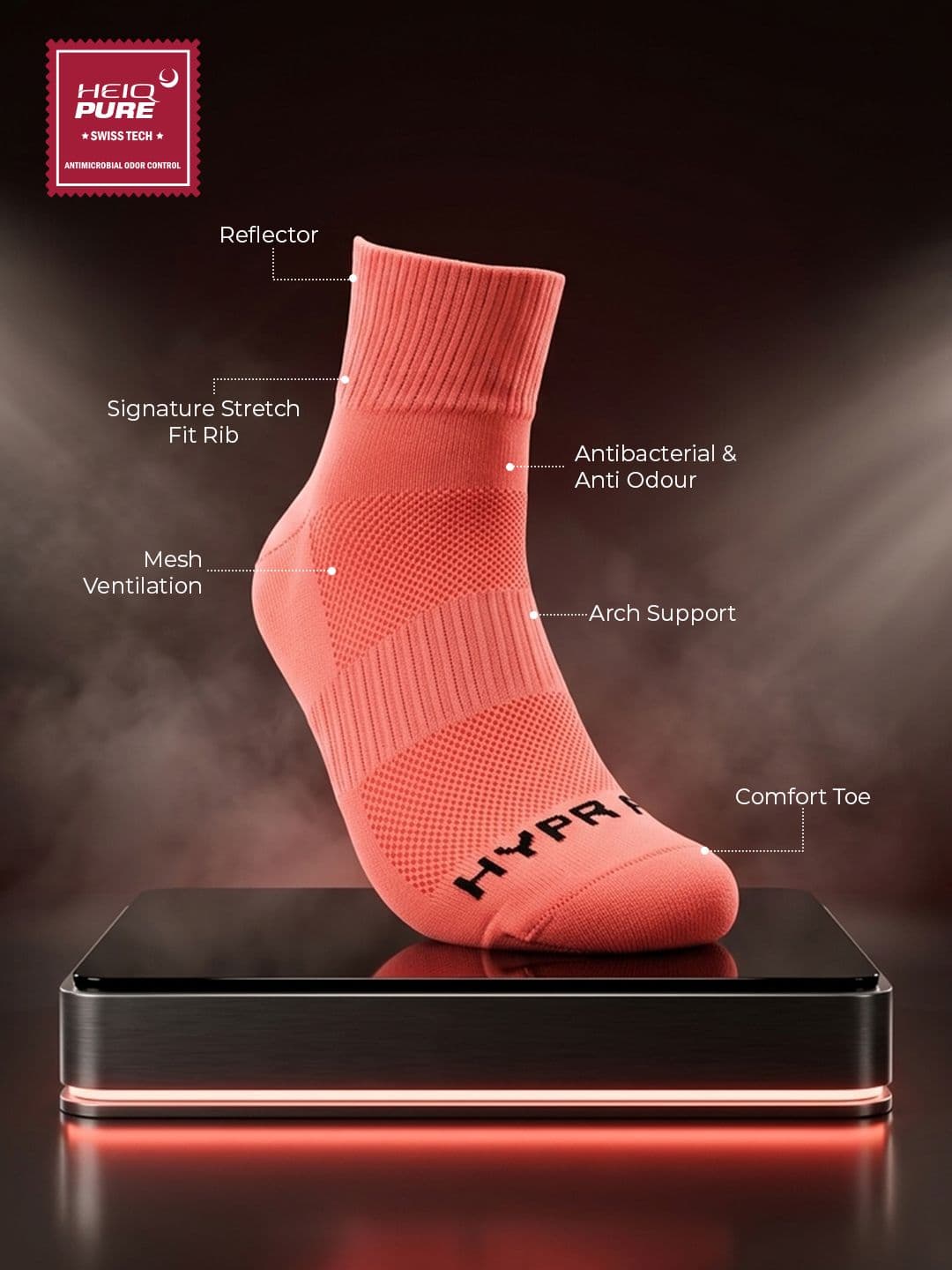 HYPR FIT Men Pack of 2 Multi Cotton Anti-Odour Compression Fit Socks thumbnail 3