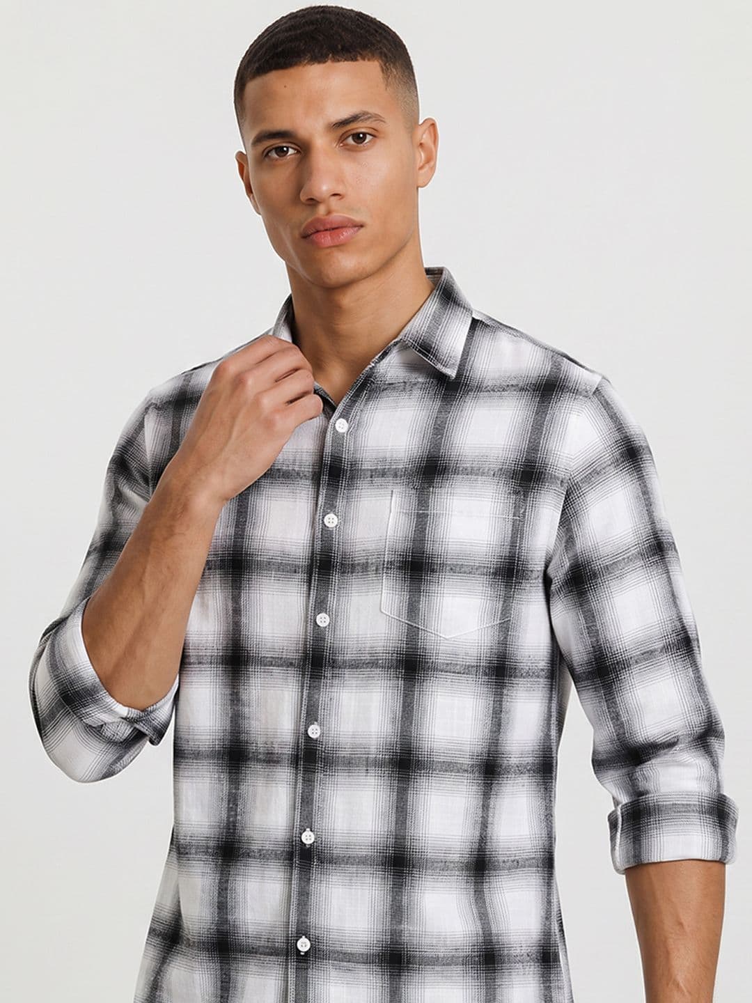 Roadster Life Co.Cotton Slub Checked Shirt - view 1