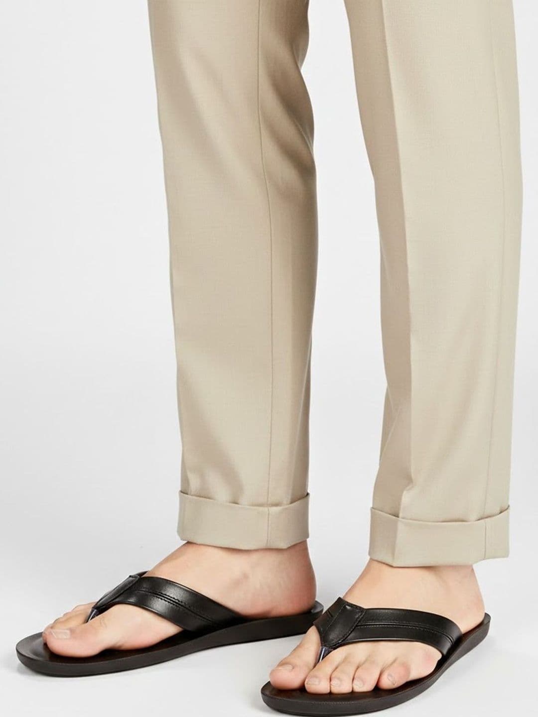 Binny Men Leather Comfort Open Toe Thong Sandals With Cushioned Footbed - view 1