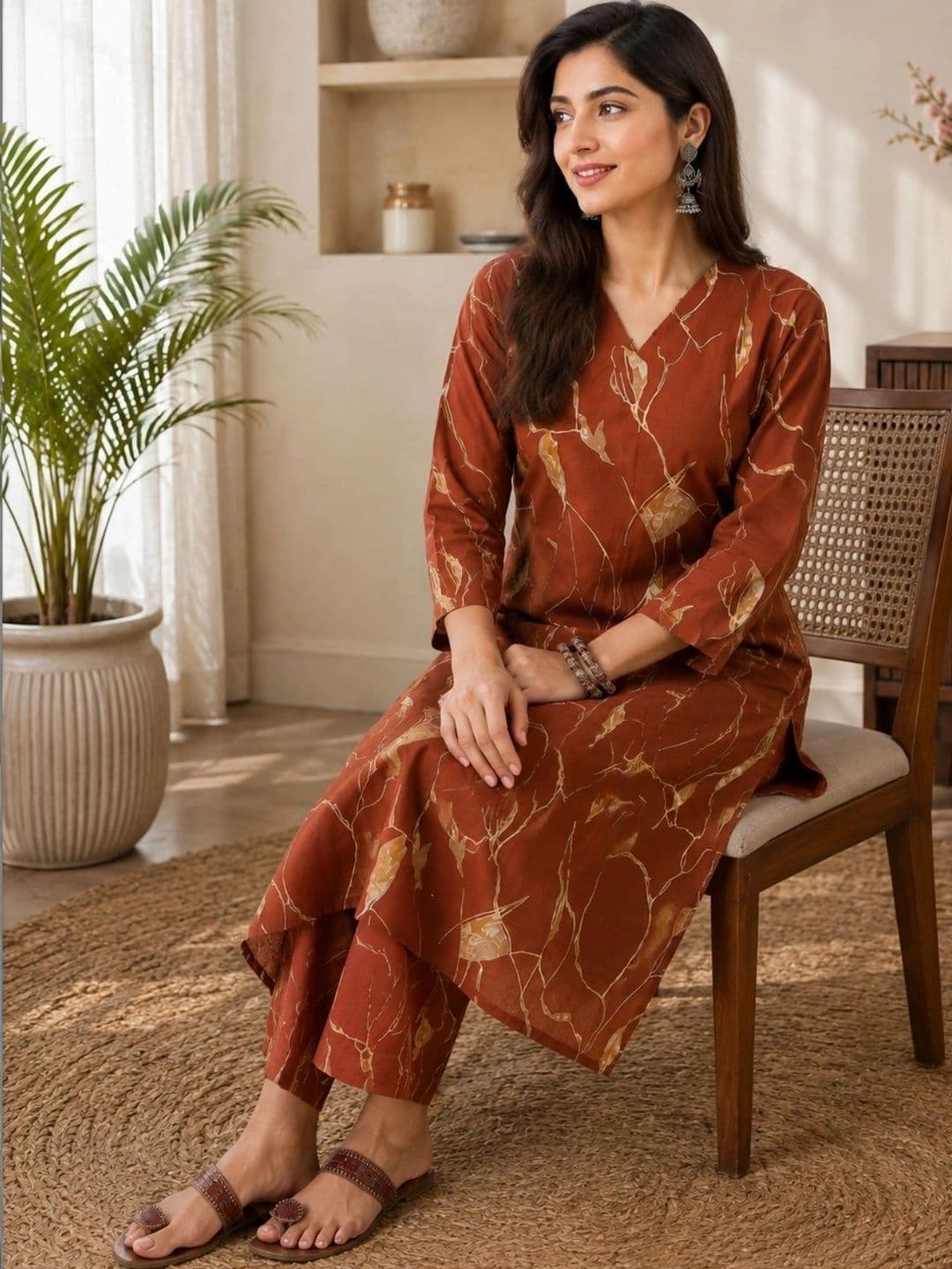 Anouk Women Printed Regular Pure Cotton Kurta with Trousers - view 1
