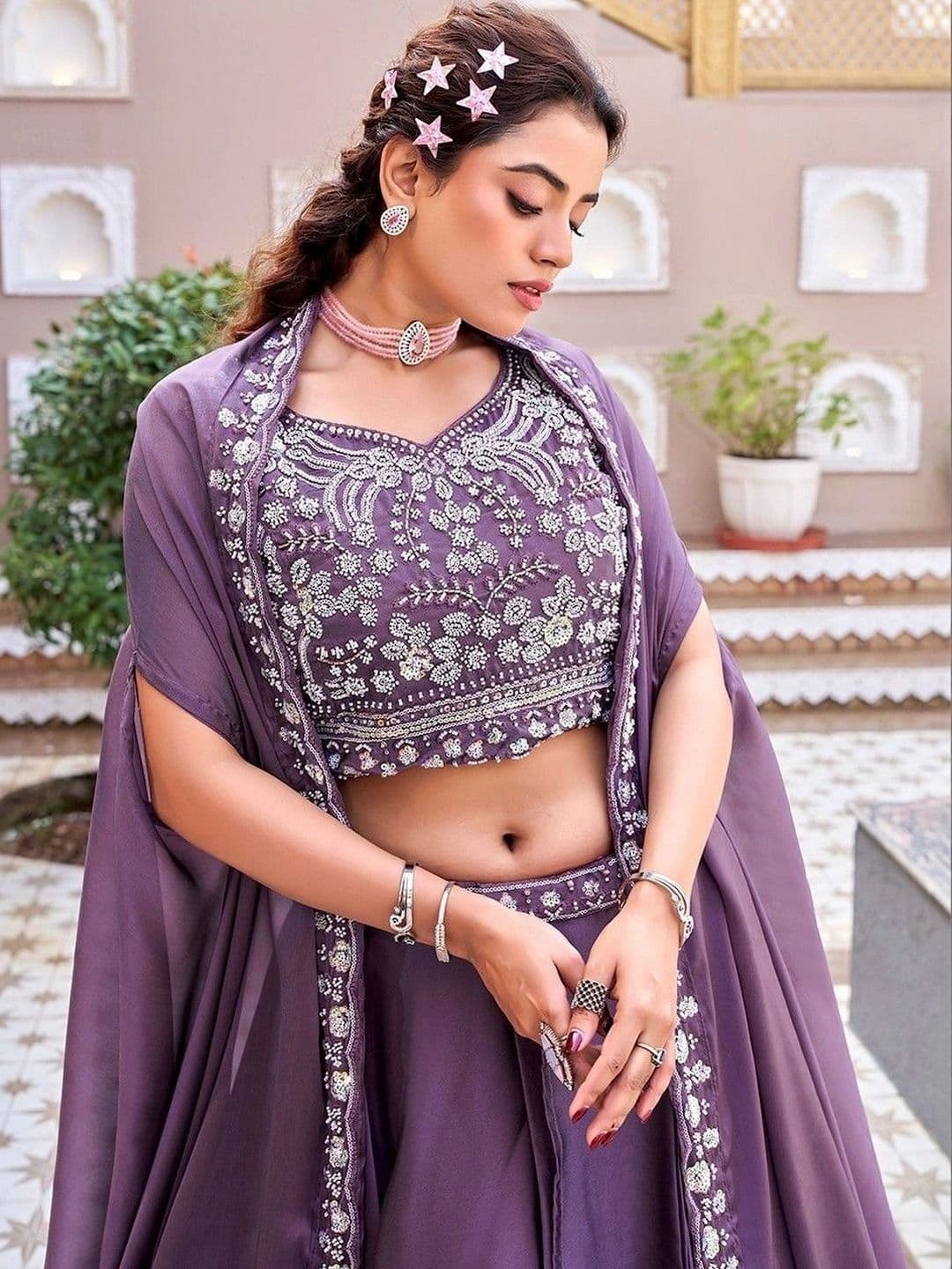 Shree Ram Creation Embellished Sequinned Ready to Wear Lehenga & Blouse With Dupatta thumbnail 4