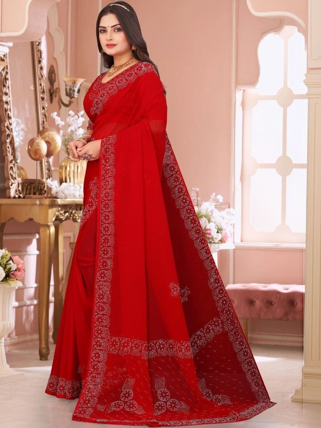 Textile Mantra Embellished Poly Chiffon Saree thumbnail 5