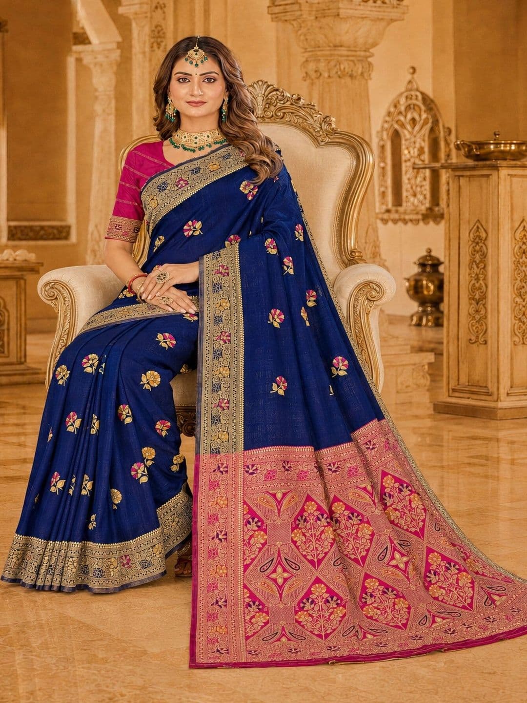 Dimaxi Vastra Woven Design Zari Silk Blend Kota Saree thumbnail 3