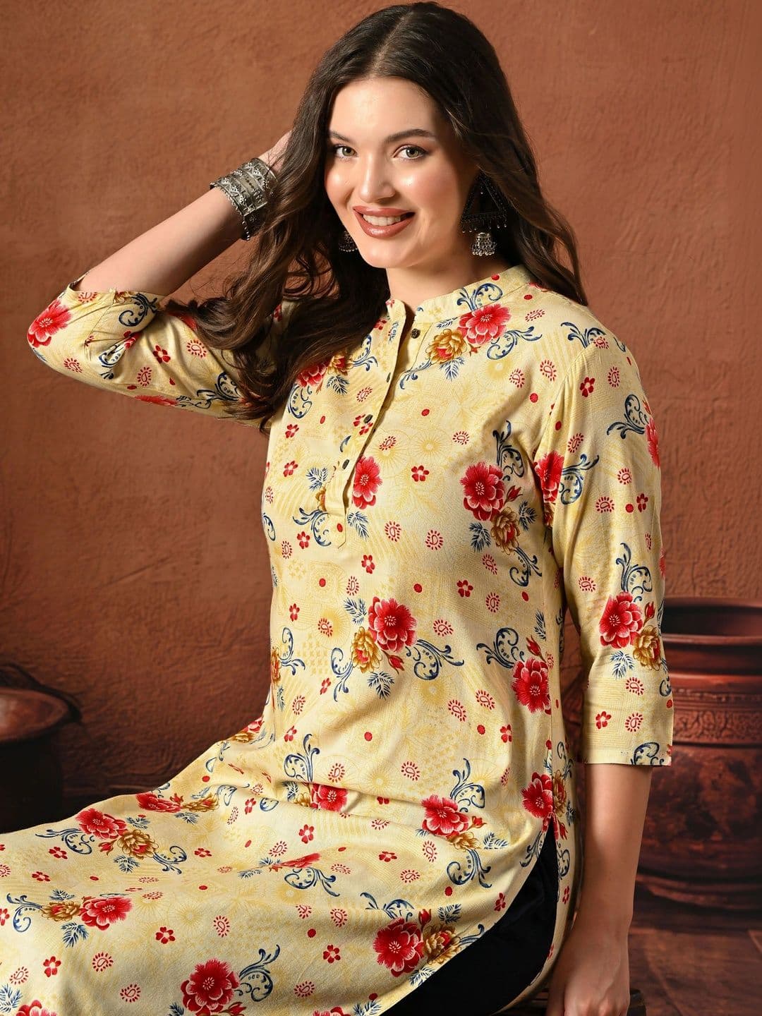 HERE&NOW Women Floral Printed Floral Kurta thumbnail 6