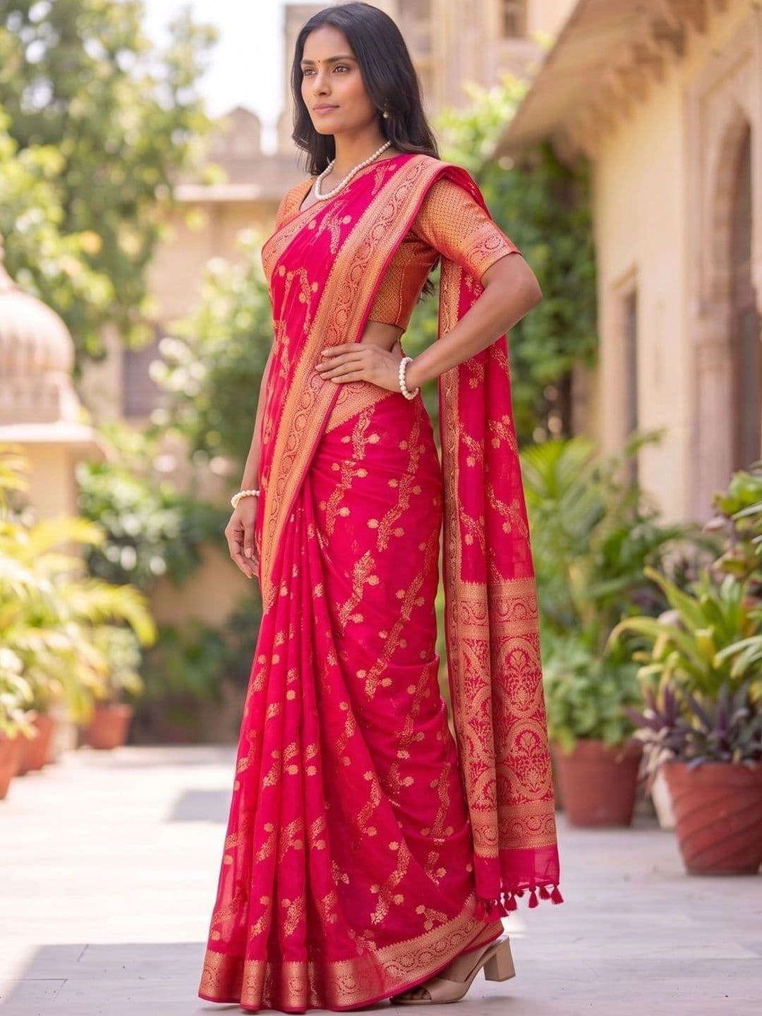 SOURAGYA Paisley Zari Banarasi Saree thumbnail 2