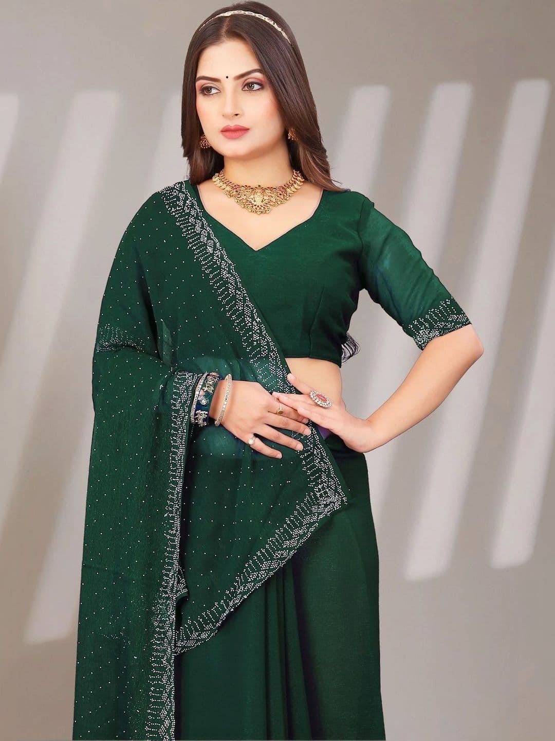 PRANU TRENDS Poly Chiffon Saree thumbnail 3