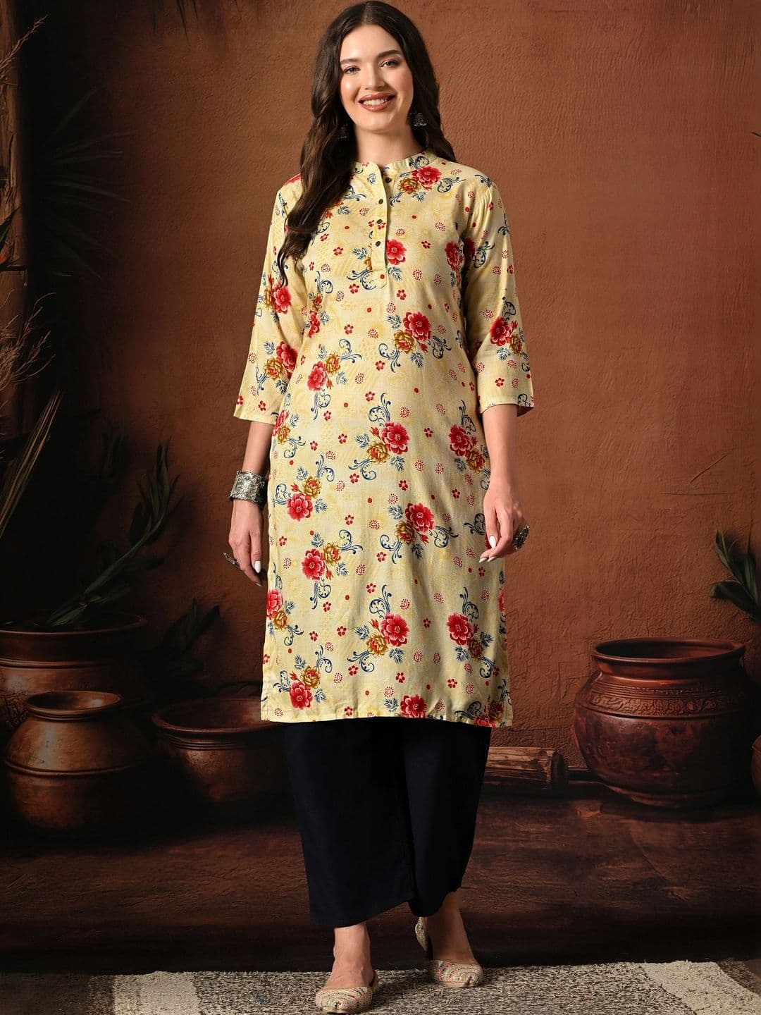 HERE&NOW Women Floral Printed Floral Kurta - view 1