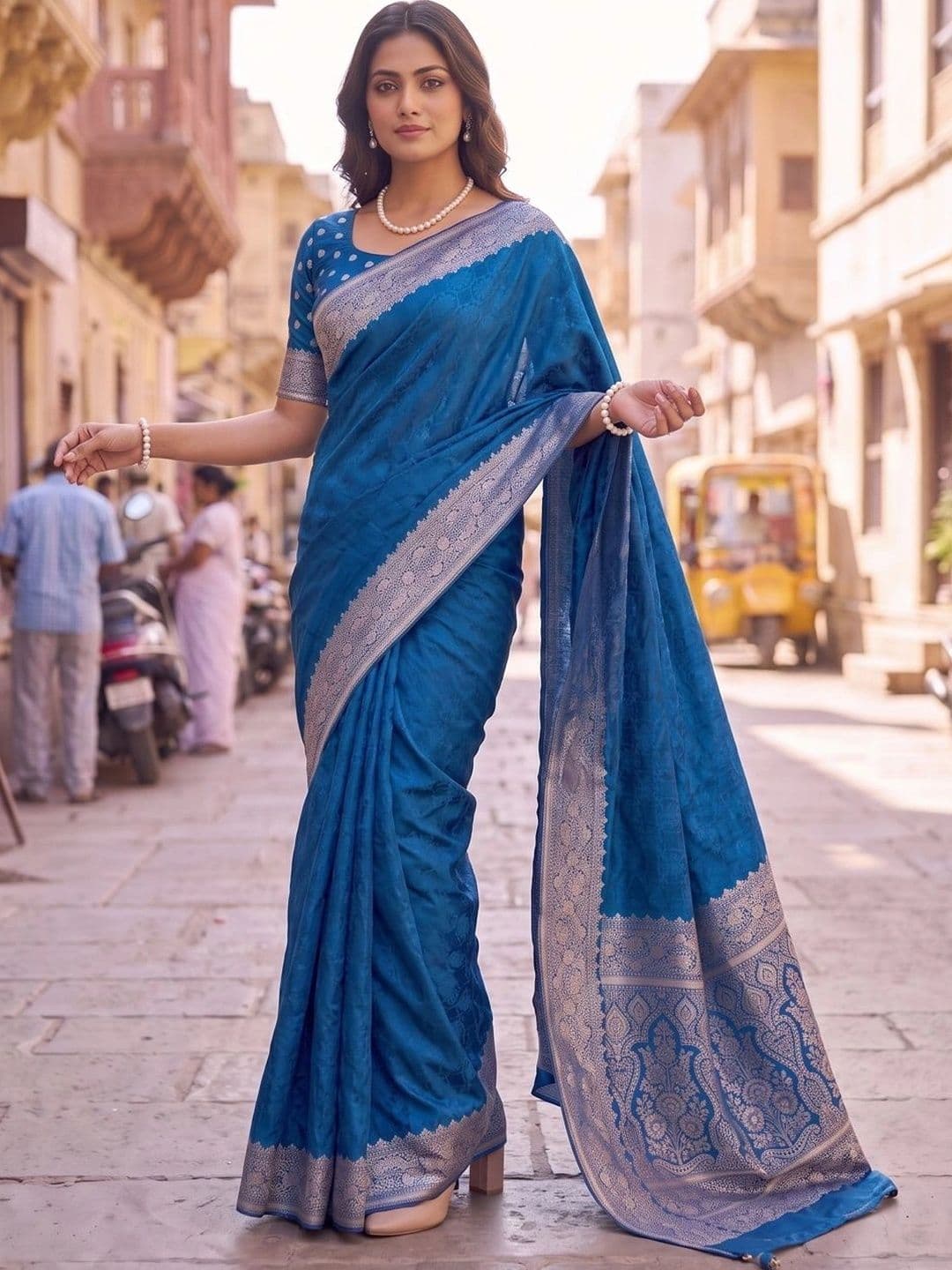 SOURAGYA Woven Design Zari Satin Designer Banarasi Saree thumbnail 3
