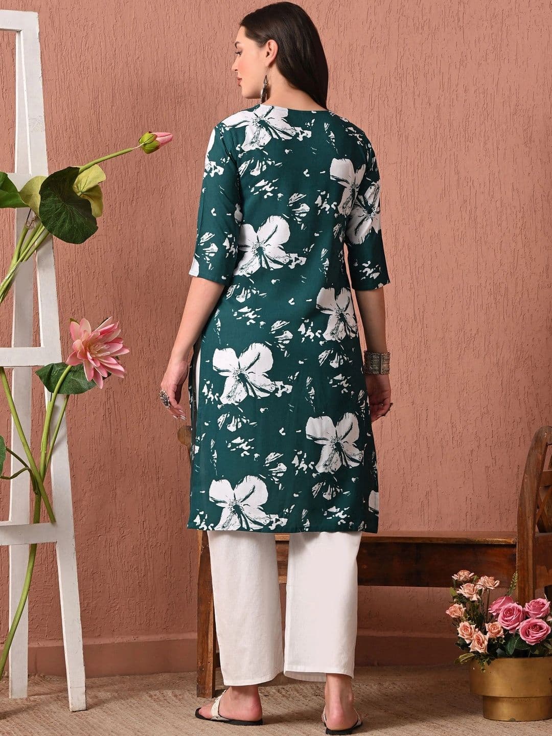 HERE&NOW Women Floral Printed Floral Kurta thumbnail 4