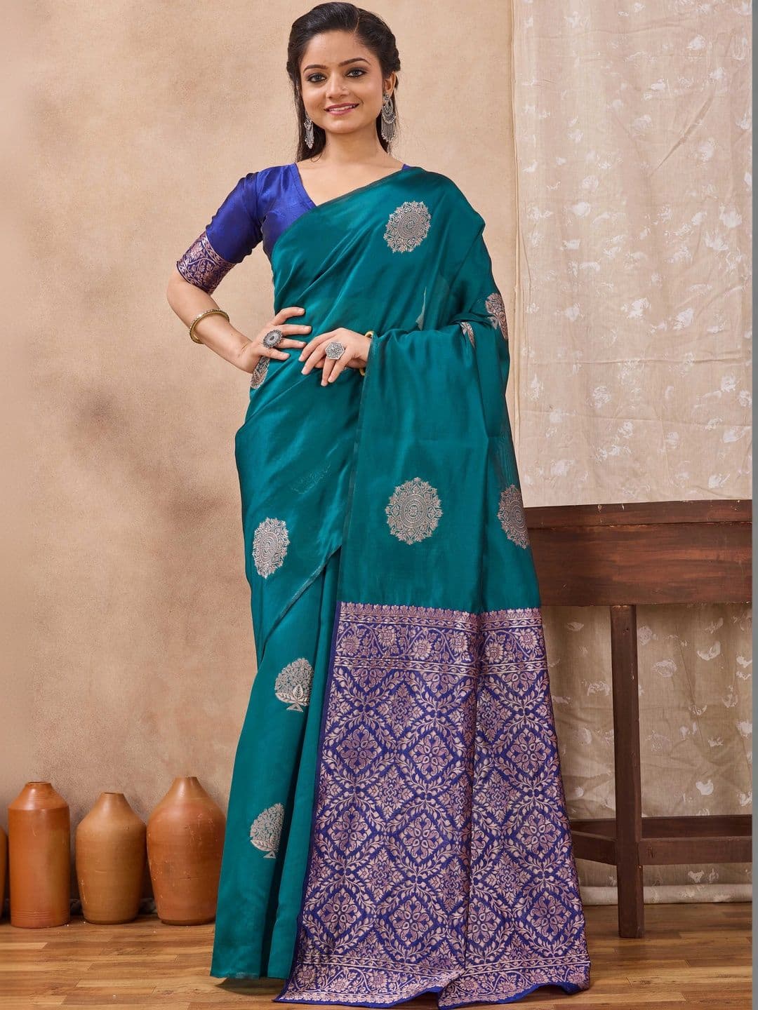 FIXAL FASHION Woven Design Zari Art Silk Saree thumbnail 6