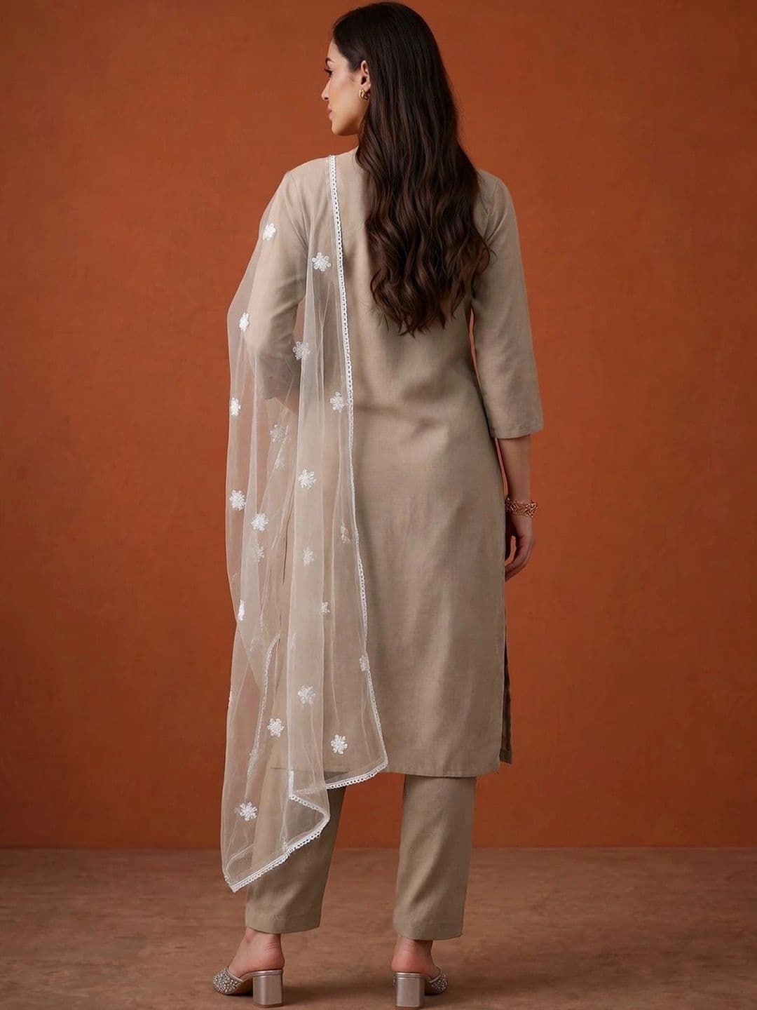 SAINOOR Women Ethnic Motifs Embroidered Regular Thread Work Kurta with Trousers & With Dupatta thumbnail 5