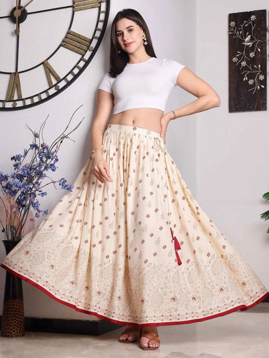 YANAMORA Women Paisley Maxi Flared Skirt thumbnail 7