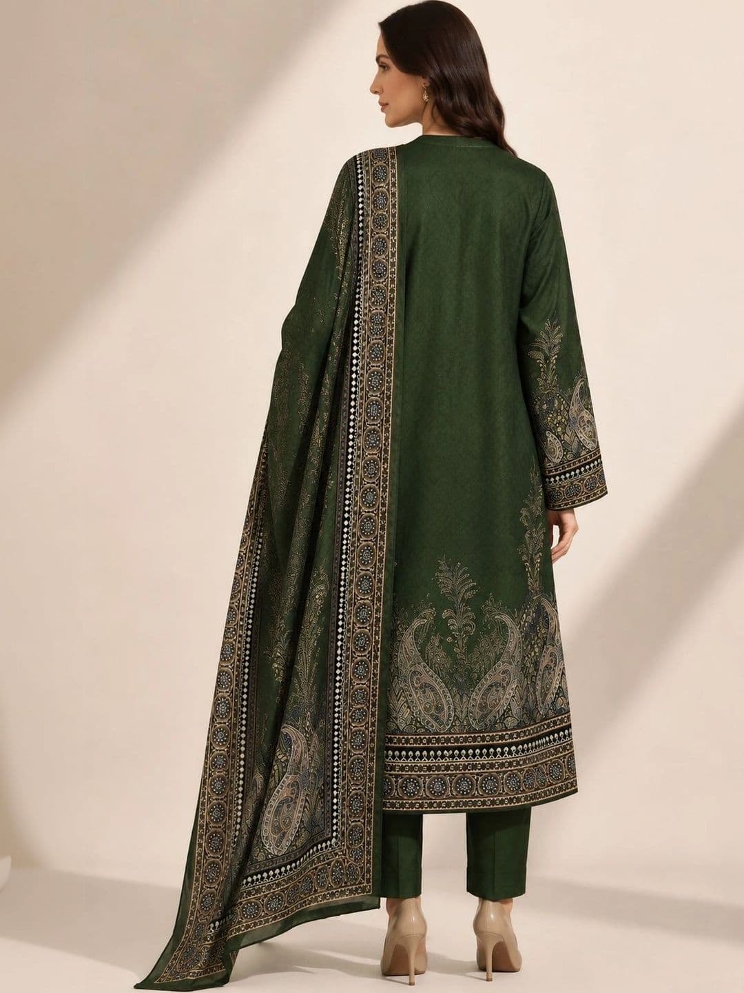 Wool's Kart Women Ethnic Motifs Printed Regular Kurta with Trousers & With Dupatta thumbnail 5
