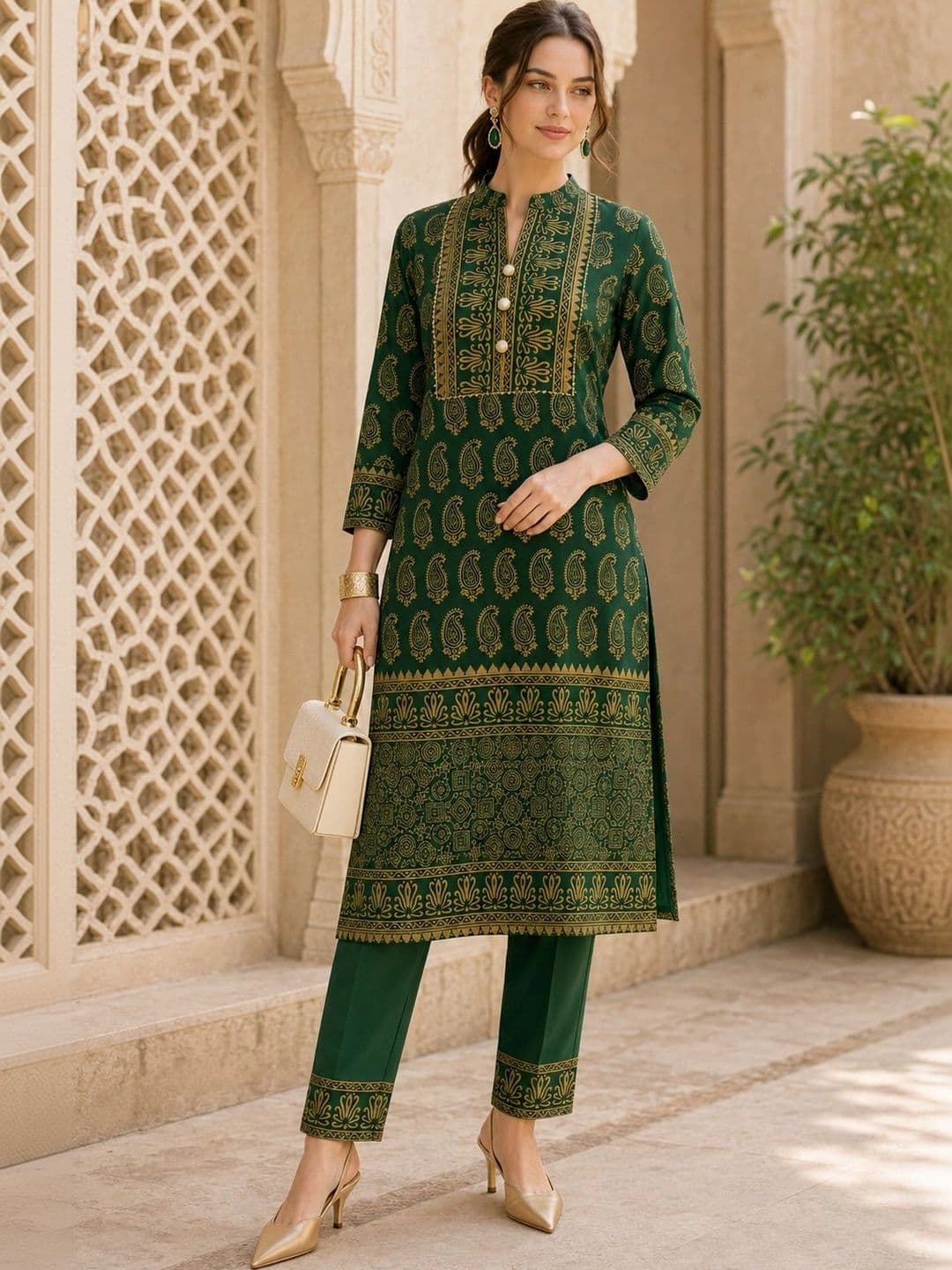 JAIPUR HAND BLOCK Women Ethnic Motifs Printed Regular Pure Cotton Kurta with Trousers & With Dupatta thumbnail 4