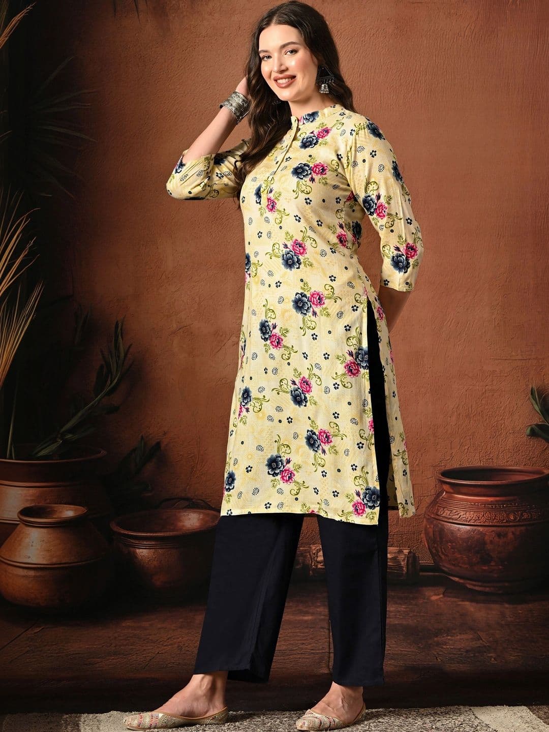 HERE&NOW Women Floral Printed Floral Kurta thumbnail 7