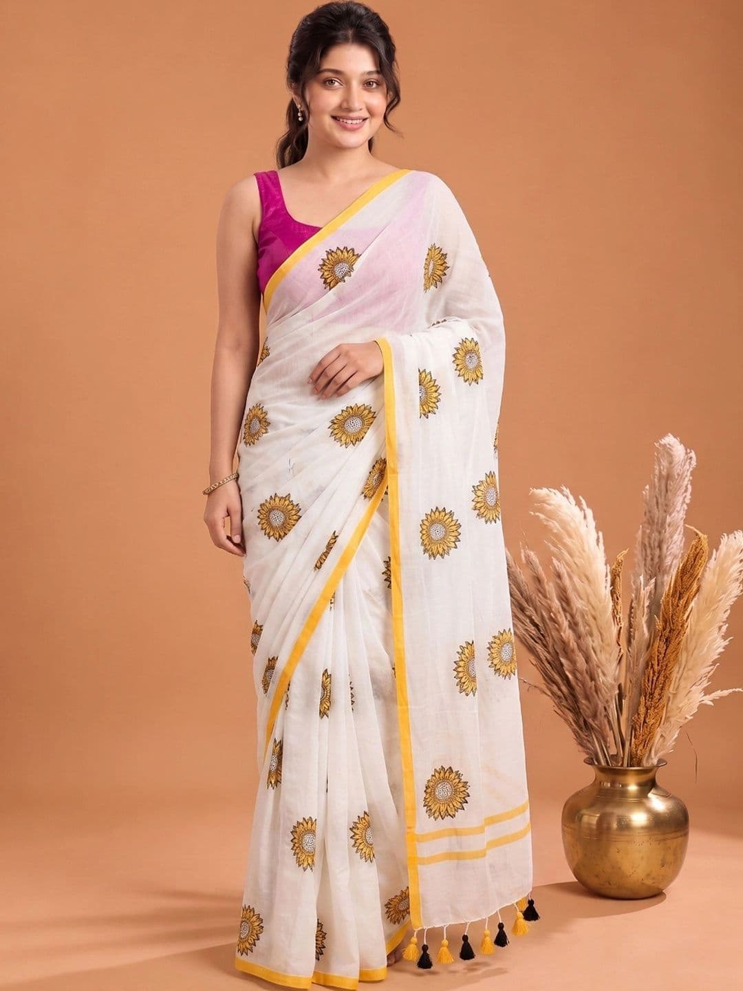 Mitera Ethnic Motifs Pure Cotton Saree - view 1
