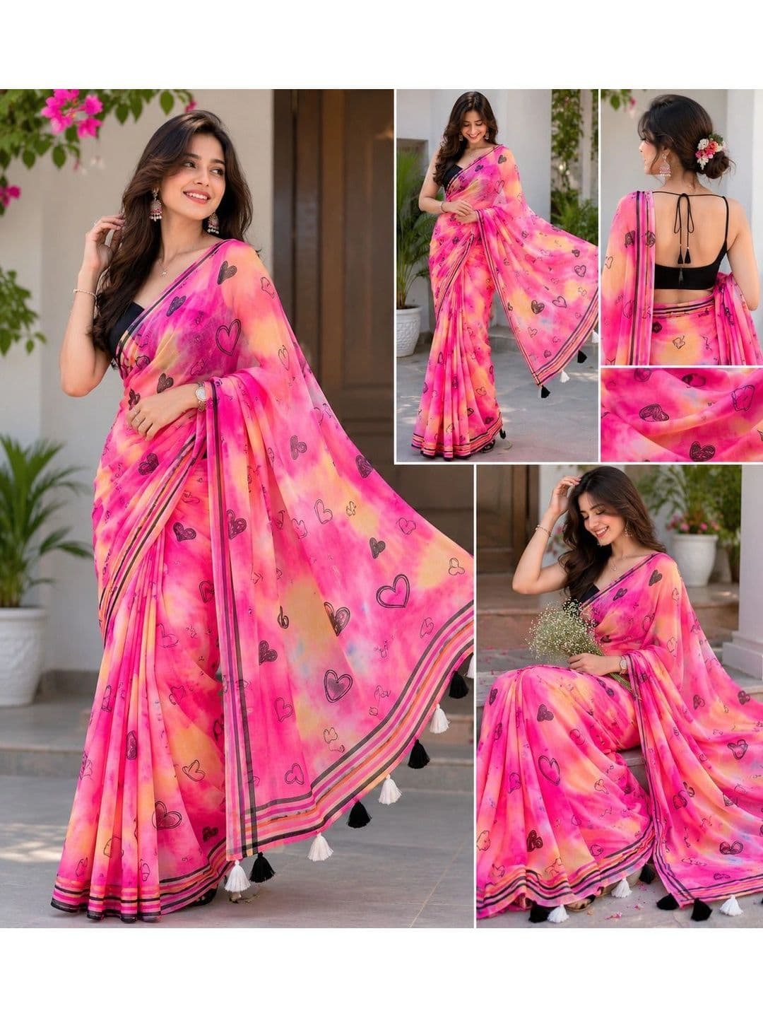 PRANU TRENDS Linen Blend Saree thumbnail 2