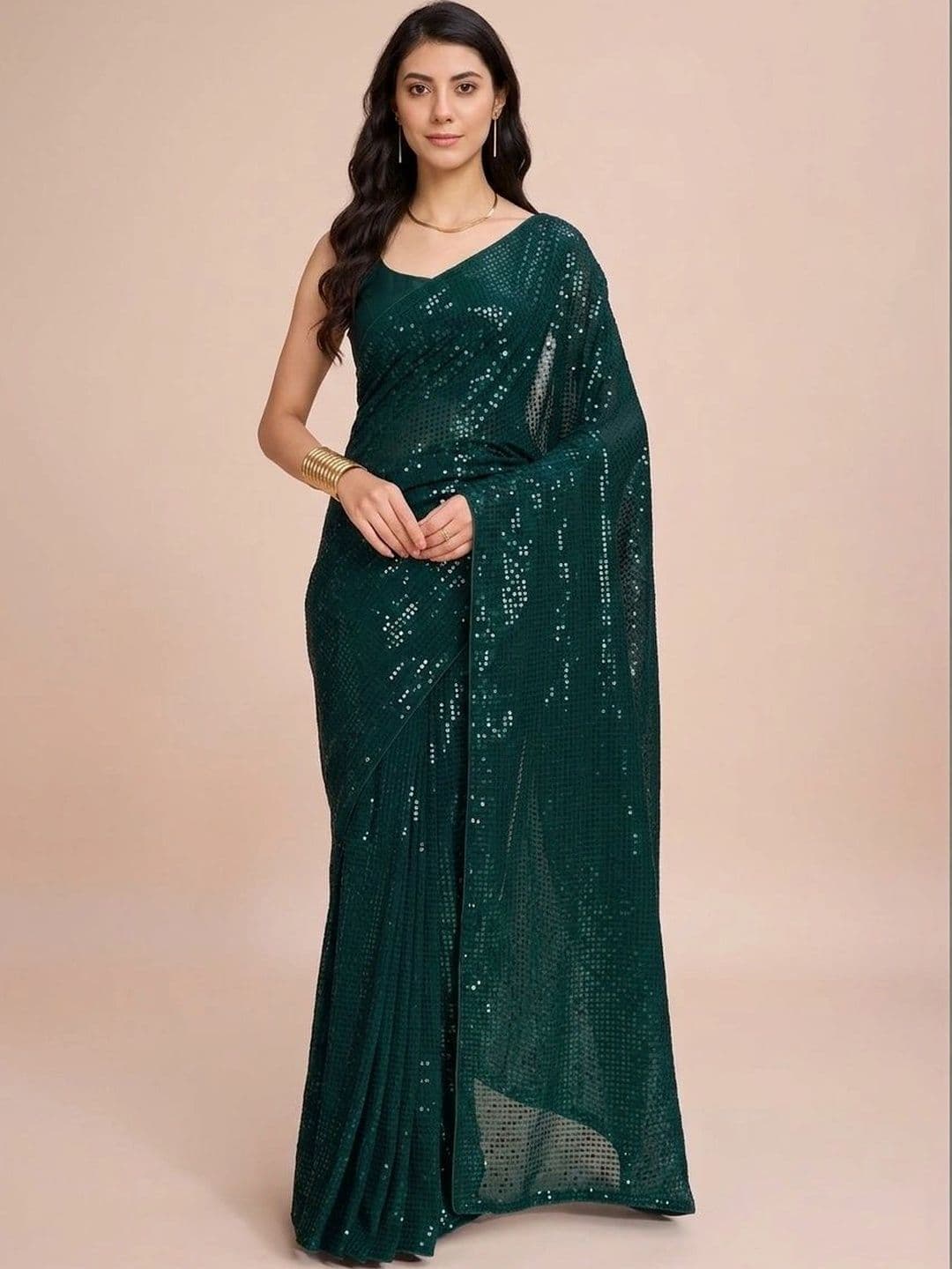 SZN Embellished Sequinned Poly Georgette Designer Saree - view 1