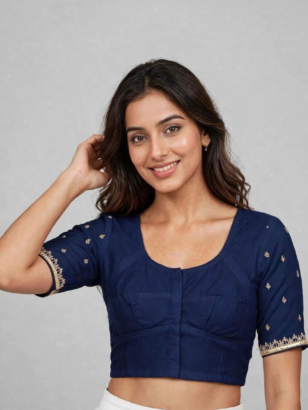 Binatex Cotton Embroidered Thread Work Saree Blouse thumbnail 7