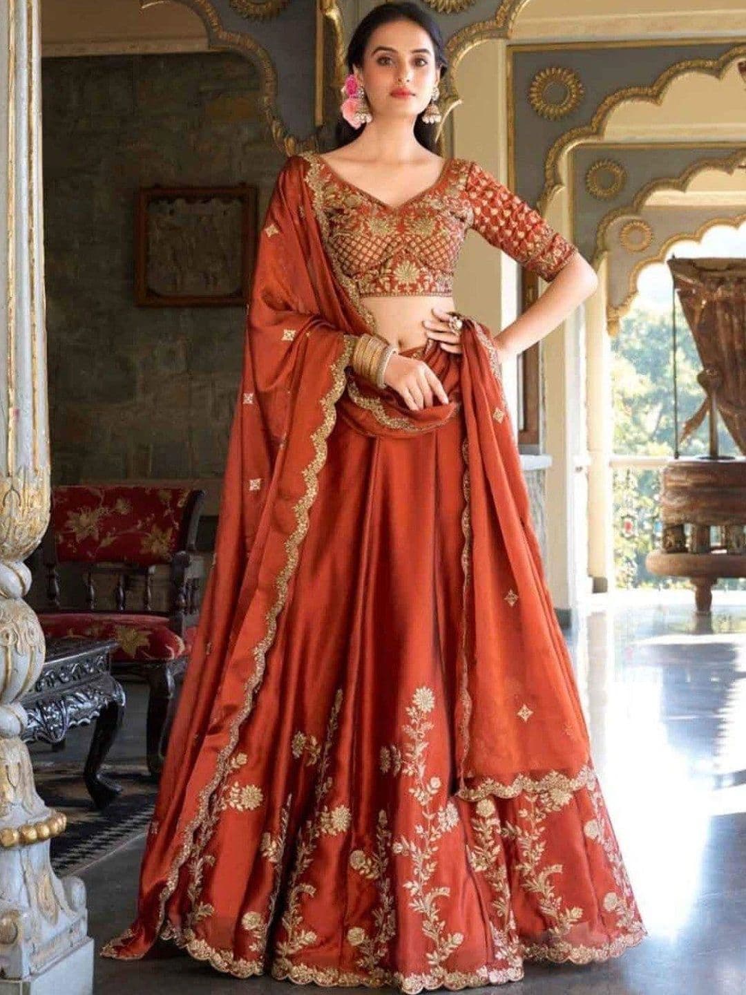 VASTRYN Embroidered Ready to Wear Lehenga & Unstitched Blouse With Dupatta - view 1