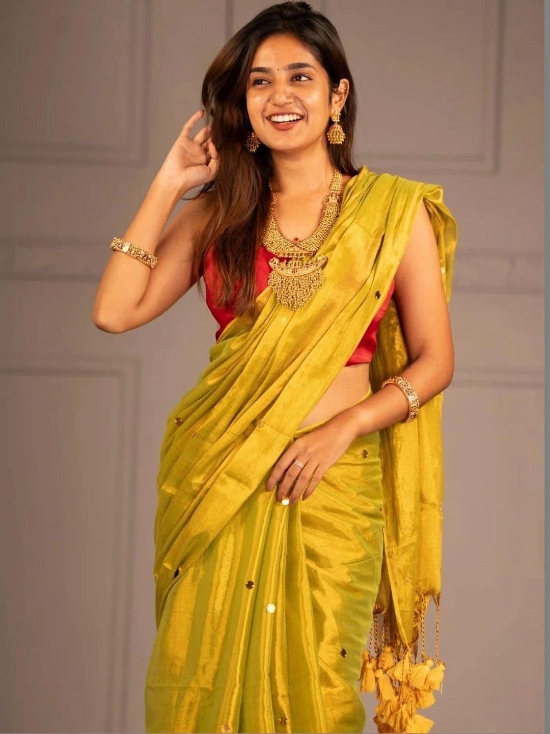 all about you Ethnic Motifs Sequinned Tissue Chanderi Saree thumbnail 6
