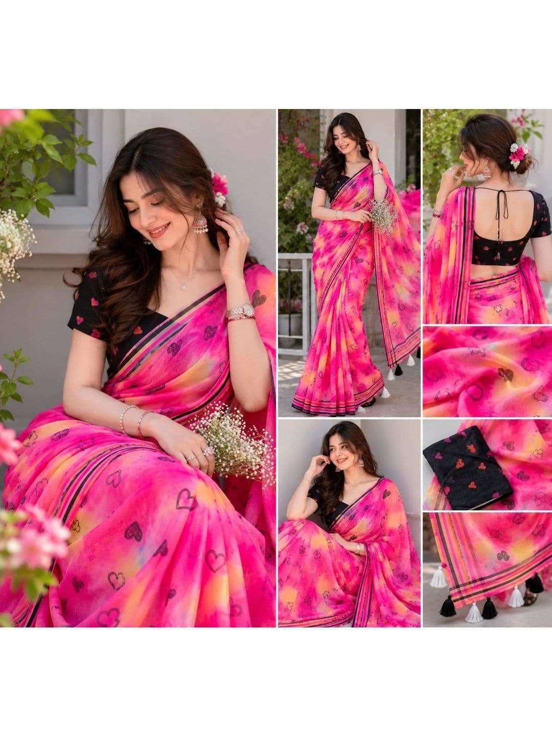 PRANU TRENDS Linen Blend Saree thumbnail 5