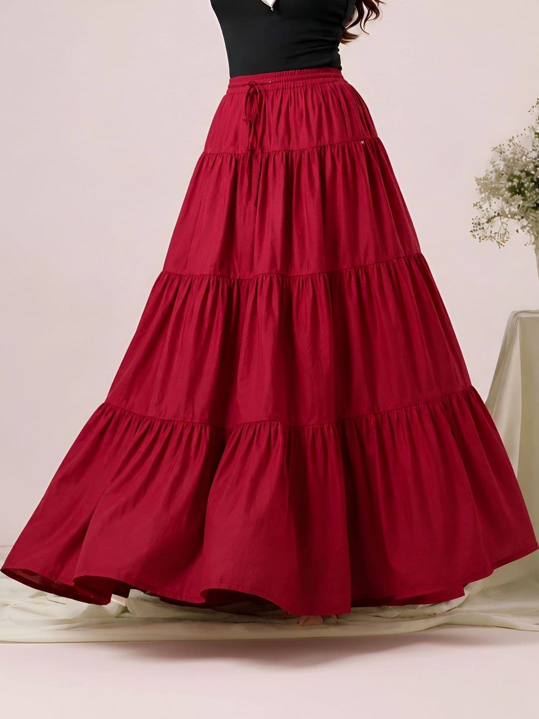 HARAYE Women Tiered Maxi Tiered Skirt thumbnail 3