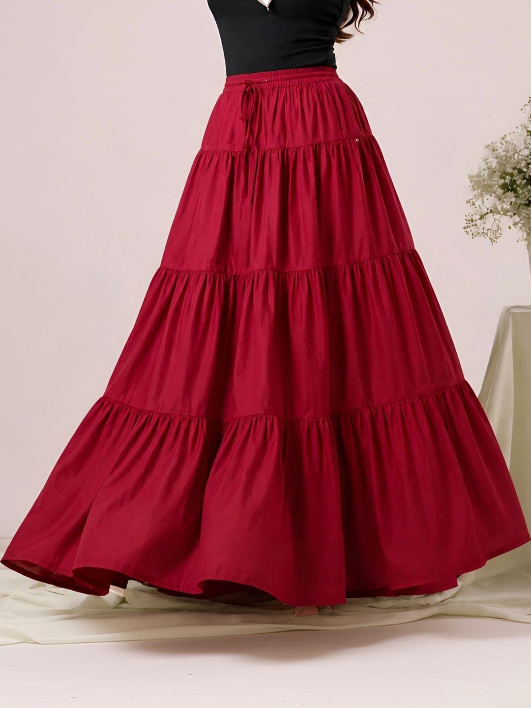 HARAYE Women Tiered Maxi Flared Skirt thumbnail 3