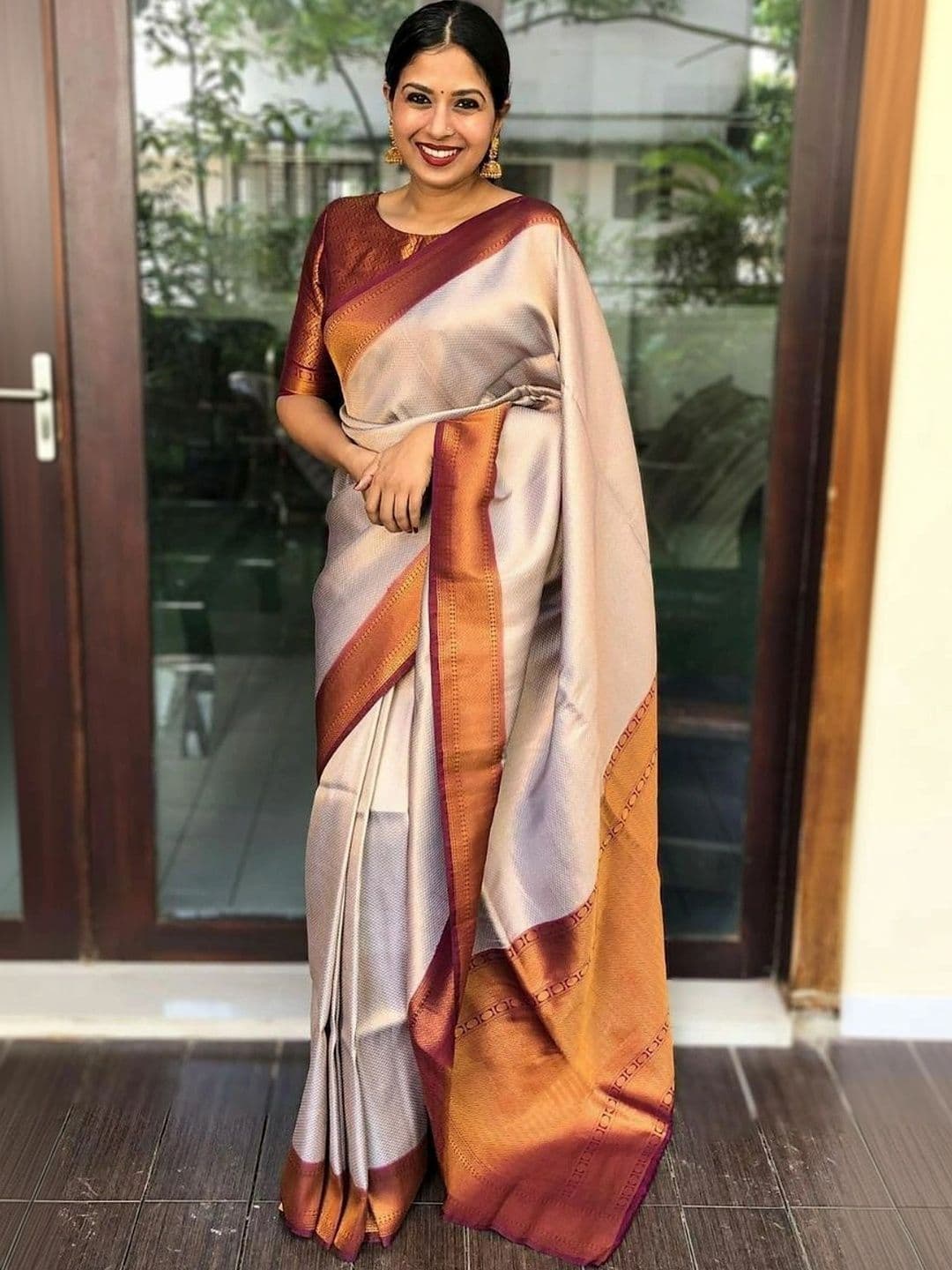 revika Woven Design Zari Art Silk Designer Kanjeevaram Saree thumbnail 2