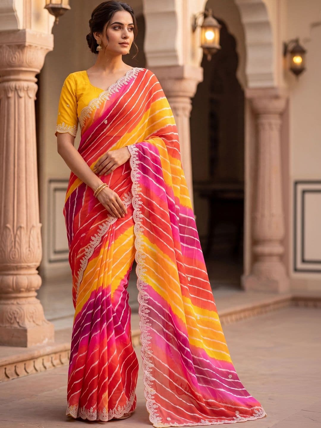 Textile Mantra Tie and Dye Poly Georgette Saree - view 1