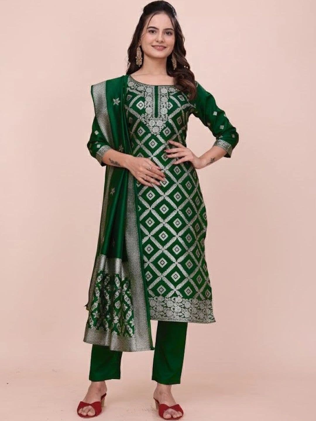 kantuba Art Silk Unstitched Dress Material thumbnail 3