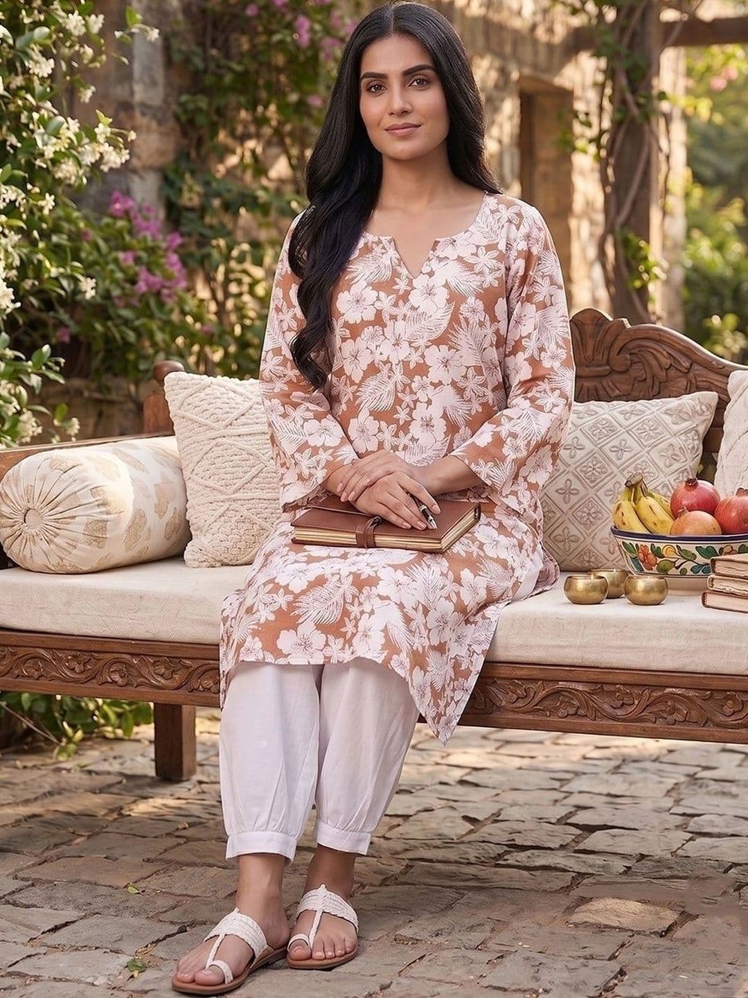 KALINI Women Floral Printed Floral Kurta thumbnail 2