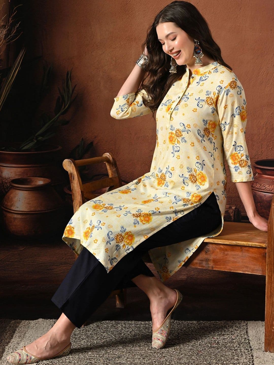 HERE&NOW Women Floral Printed Floral Kurta thumbnail 6