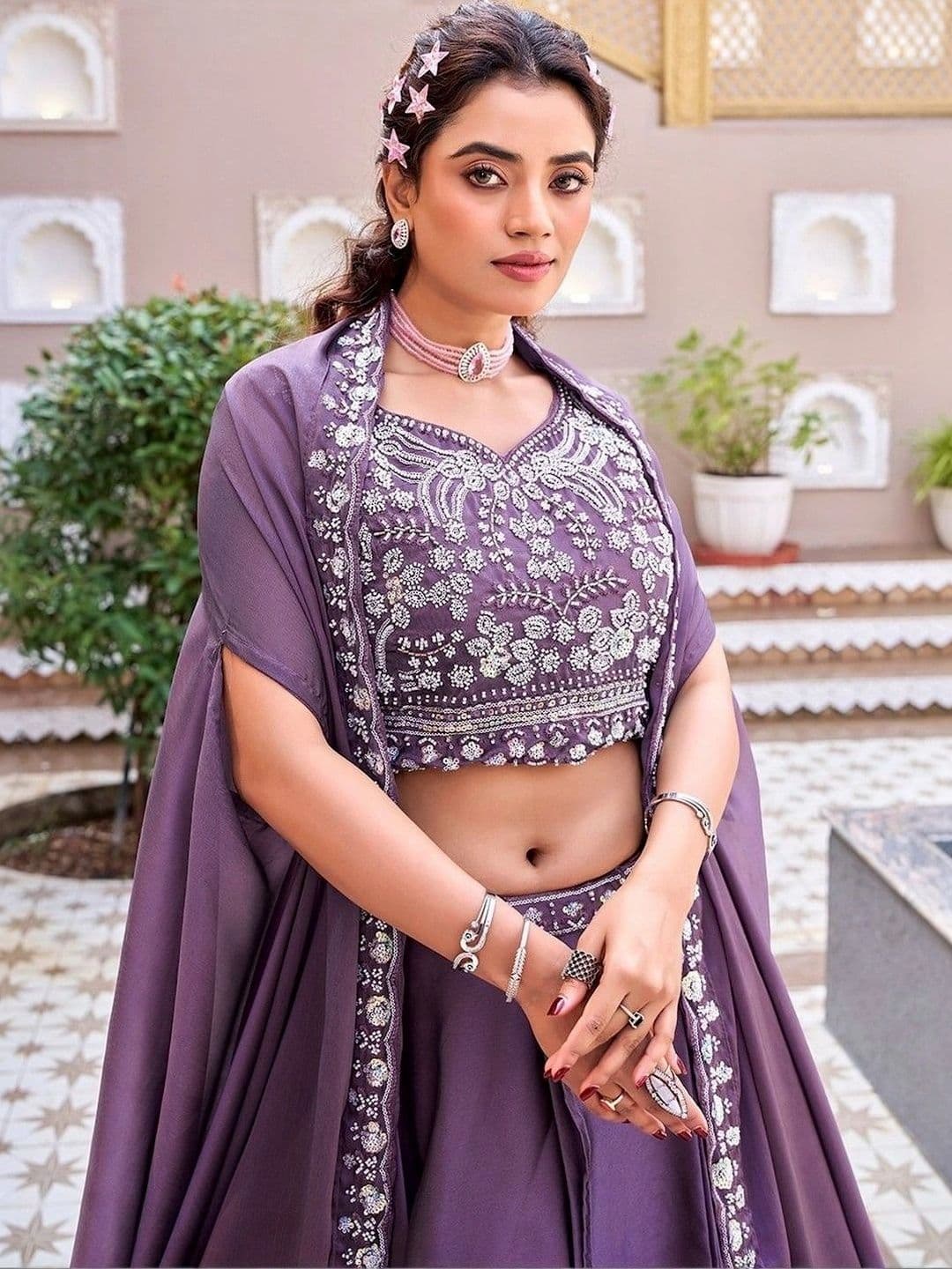 Shree Ram Creation Embellished Sequinned Ready to Wear Lehenga & Blouse With Dupatta thumbnail 3