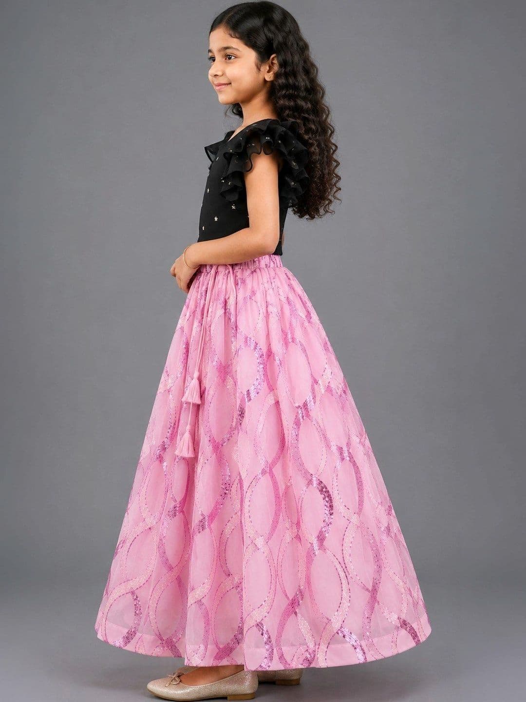 Poppy & Munchkin Girls Embellished Sequinned Wear Lehenga thumbnail 3