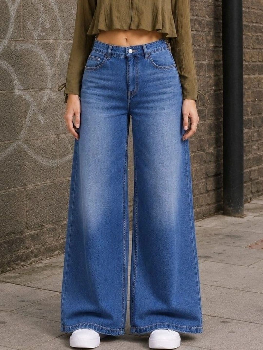 DressBerry Women Comfort Wide Leg High-Rise Light Fade Stretchable Jeans - view 1