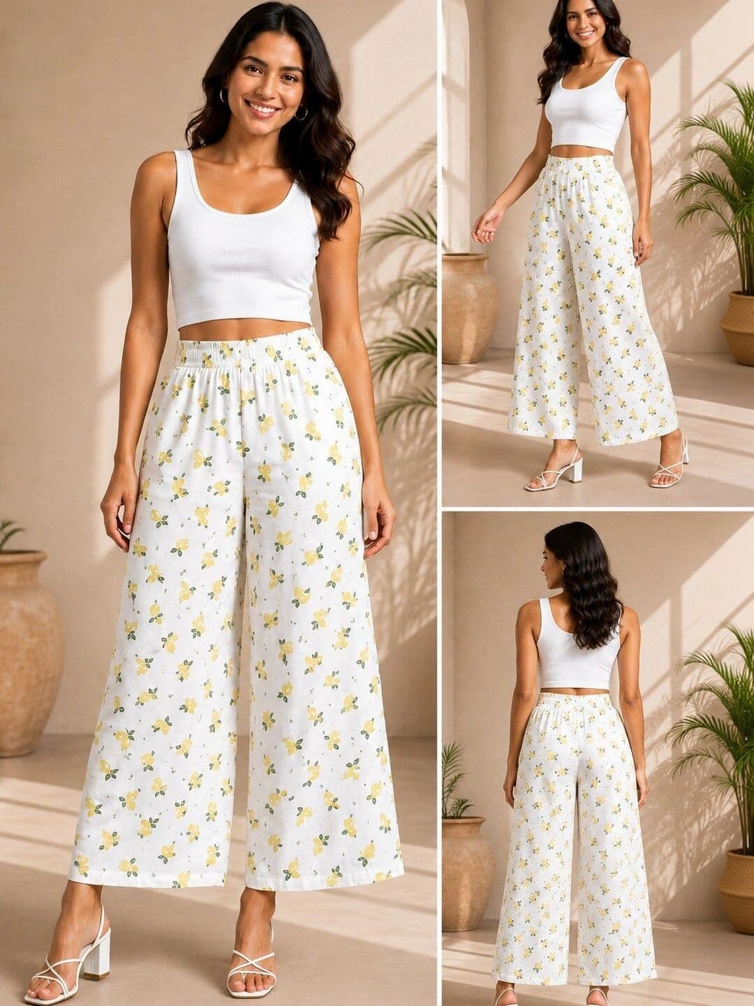 ANBICH DESIGNS Women Floral Printed Knitted Palazzos thumbnail 2