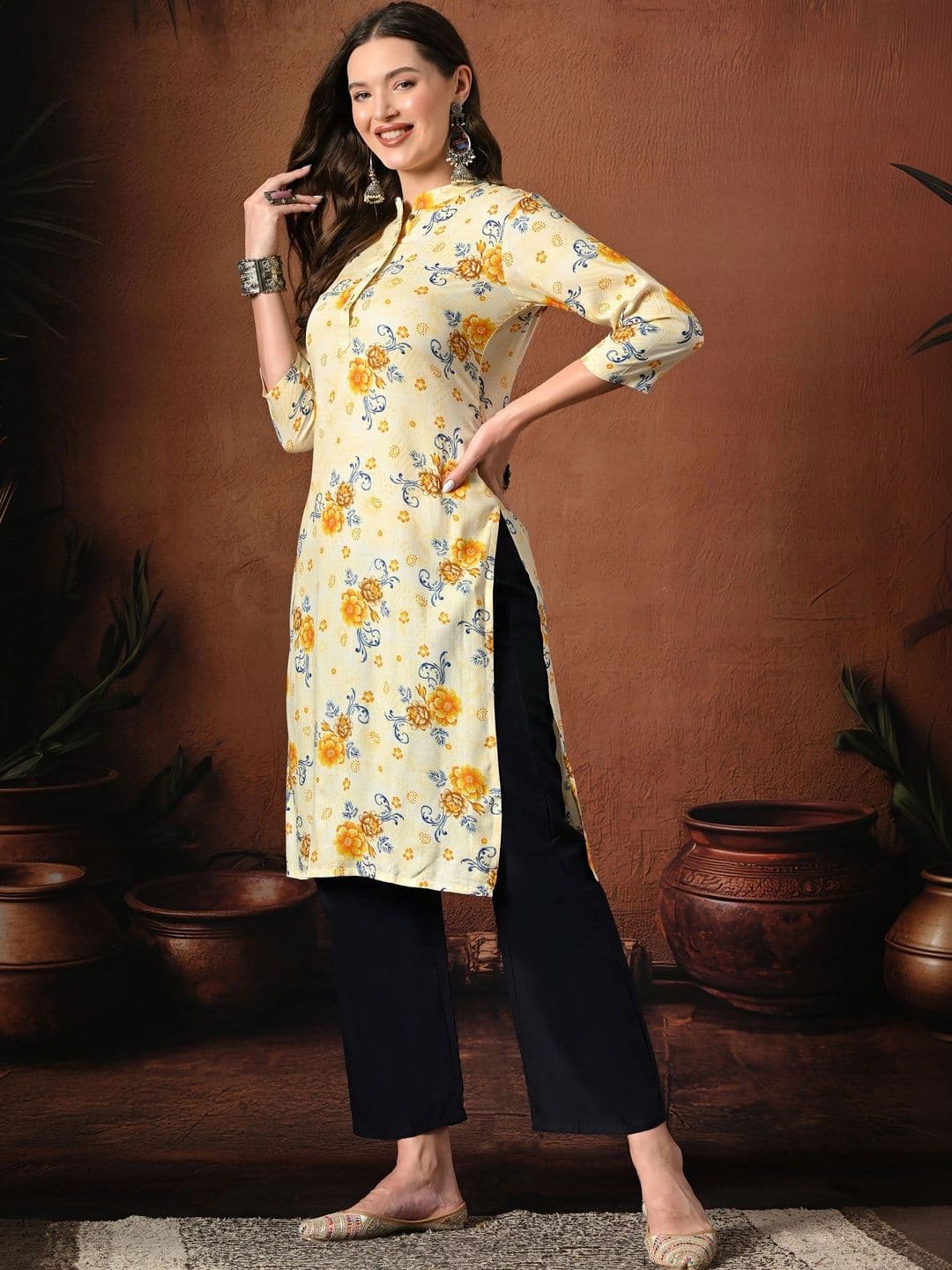 HERE&NOW Women Floral Printed Floral Kurta thumbnail 7