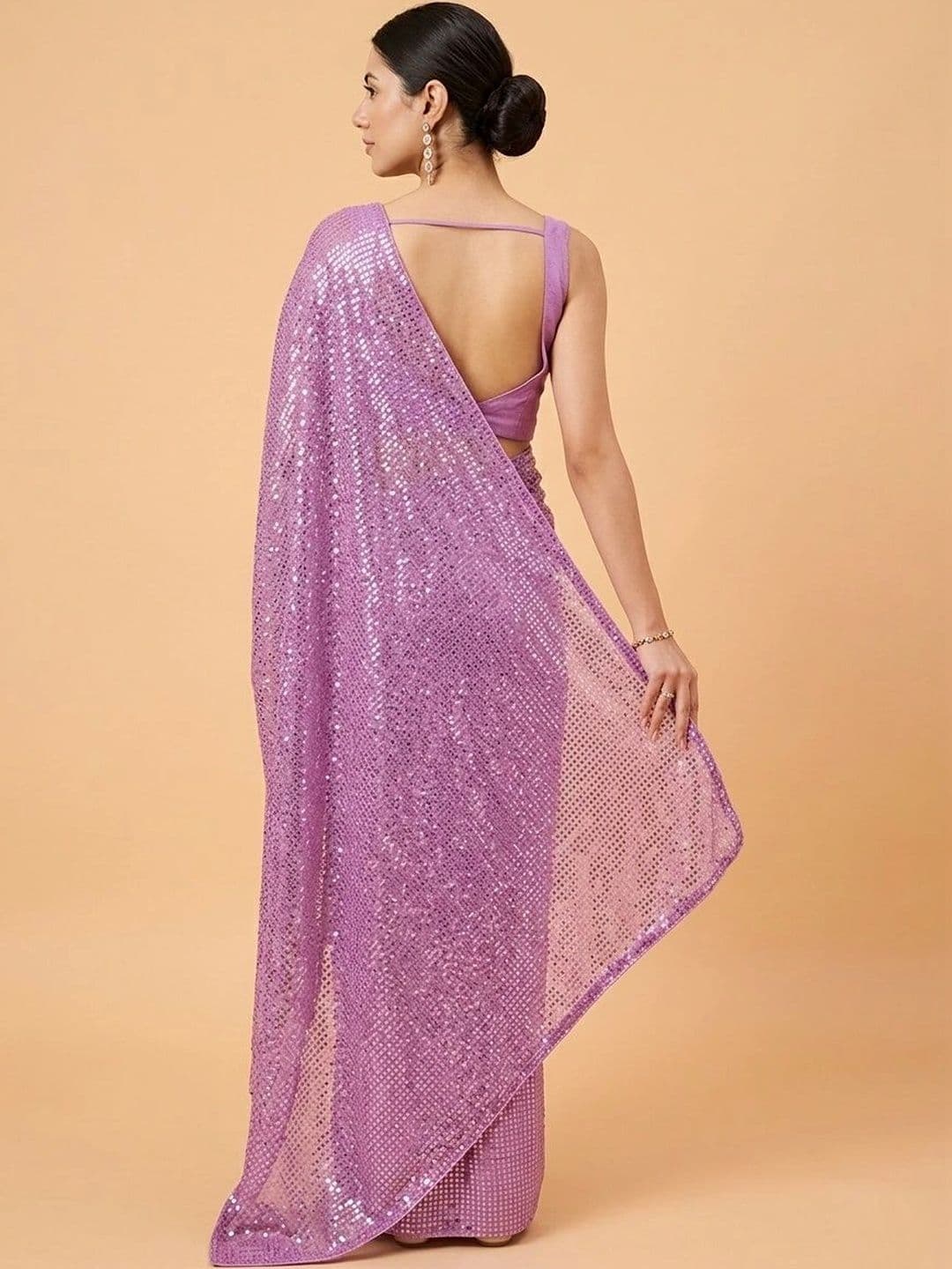 SZN Sequinned Poly Georgette Designer Saree thumbnail 3