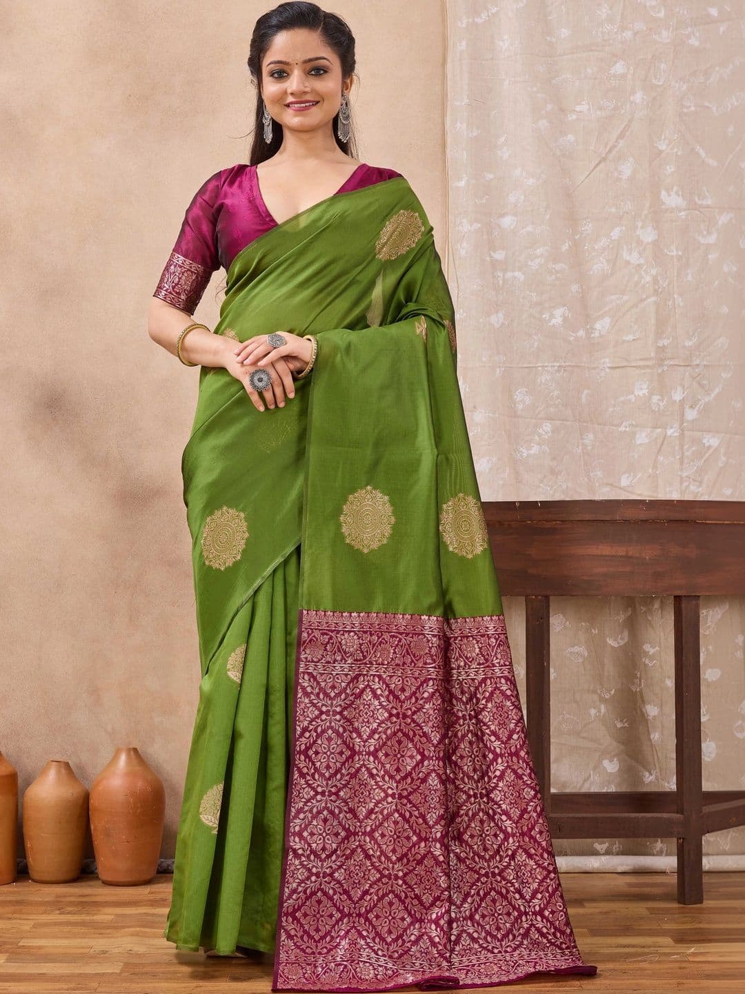 FIXAL FASHION Woven Design Zari Art Silk Saree - view 1