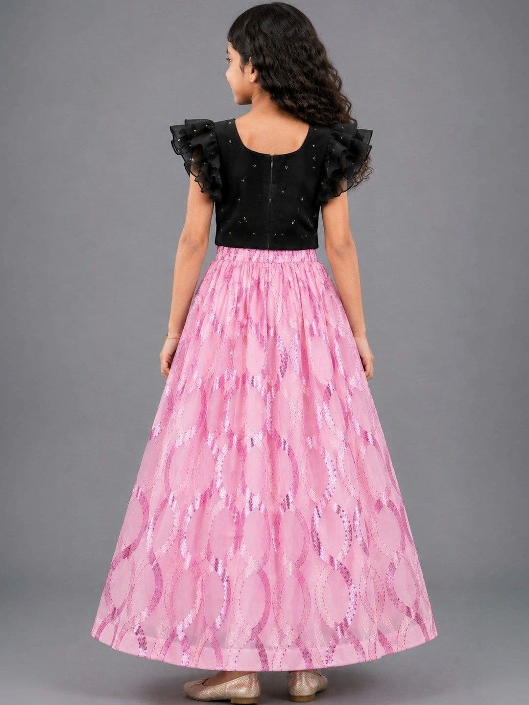 Poppy & Munchkin Girls Embellished Sequinned Wear Lehenga thumbnail 2